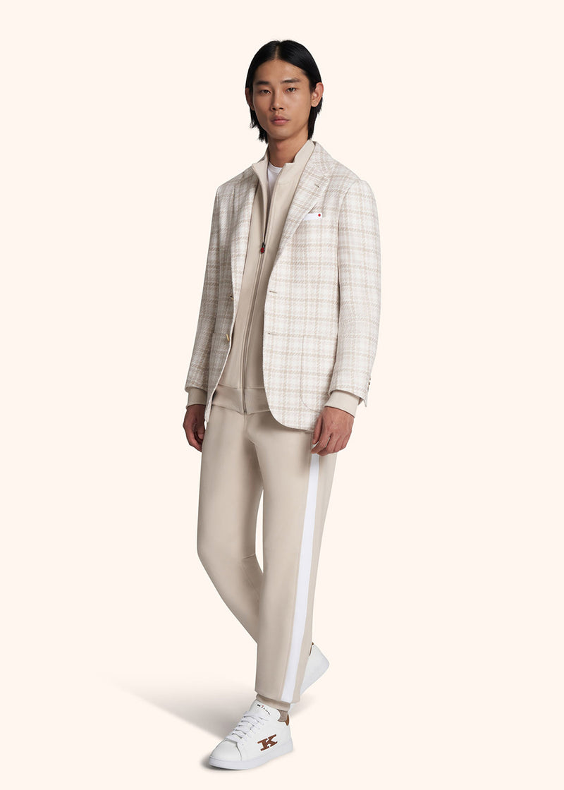 Kiton hazelnut/white trousers for man, in cotton 5