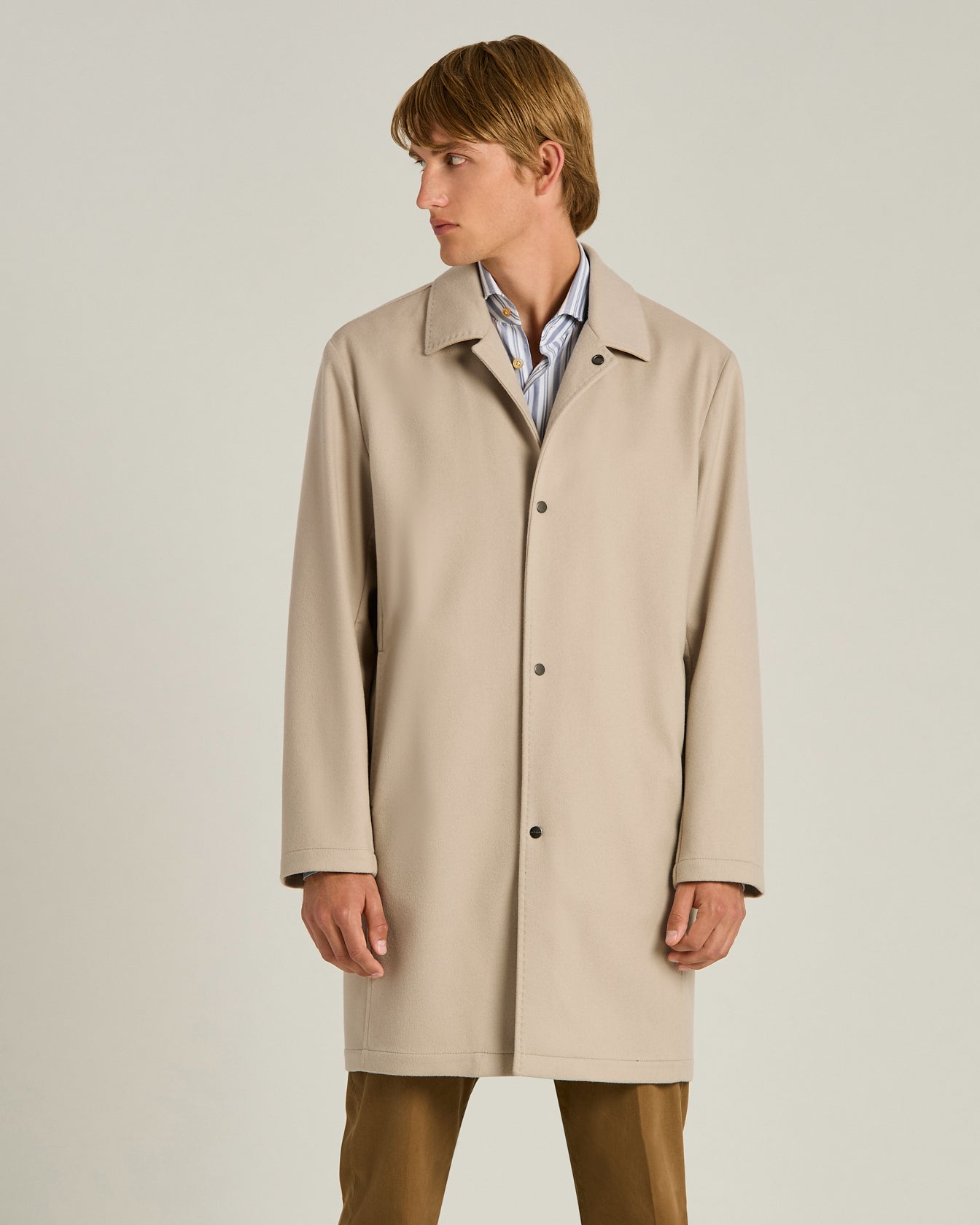 Cashmere Trench Coat in Beige Brown 2