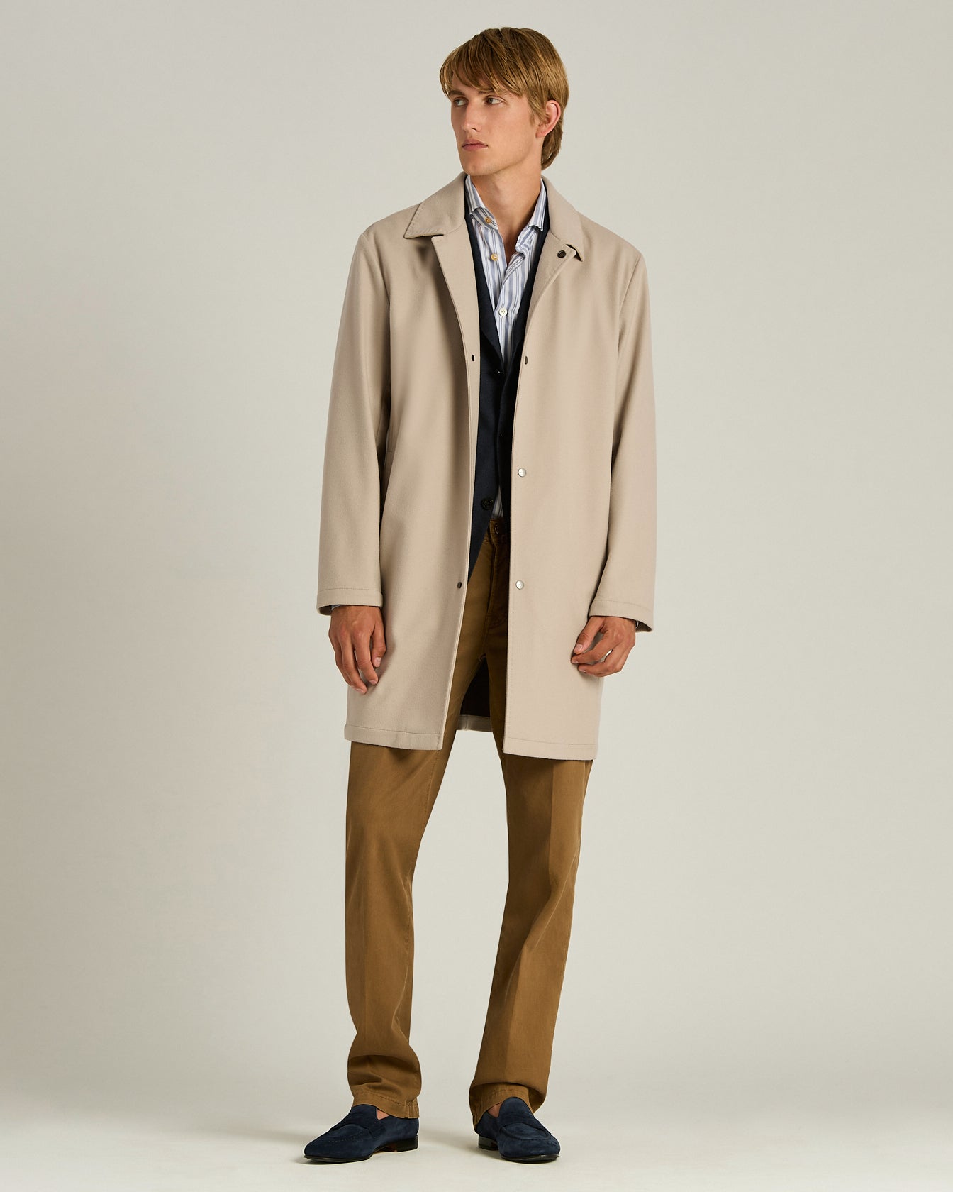 Cashmere Trench Coat in Beige Brown 5