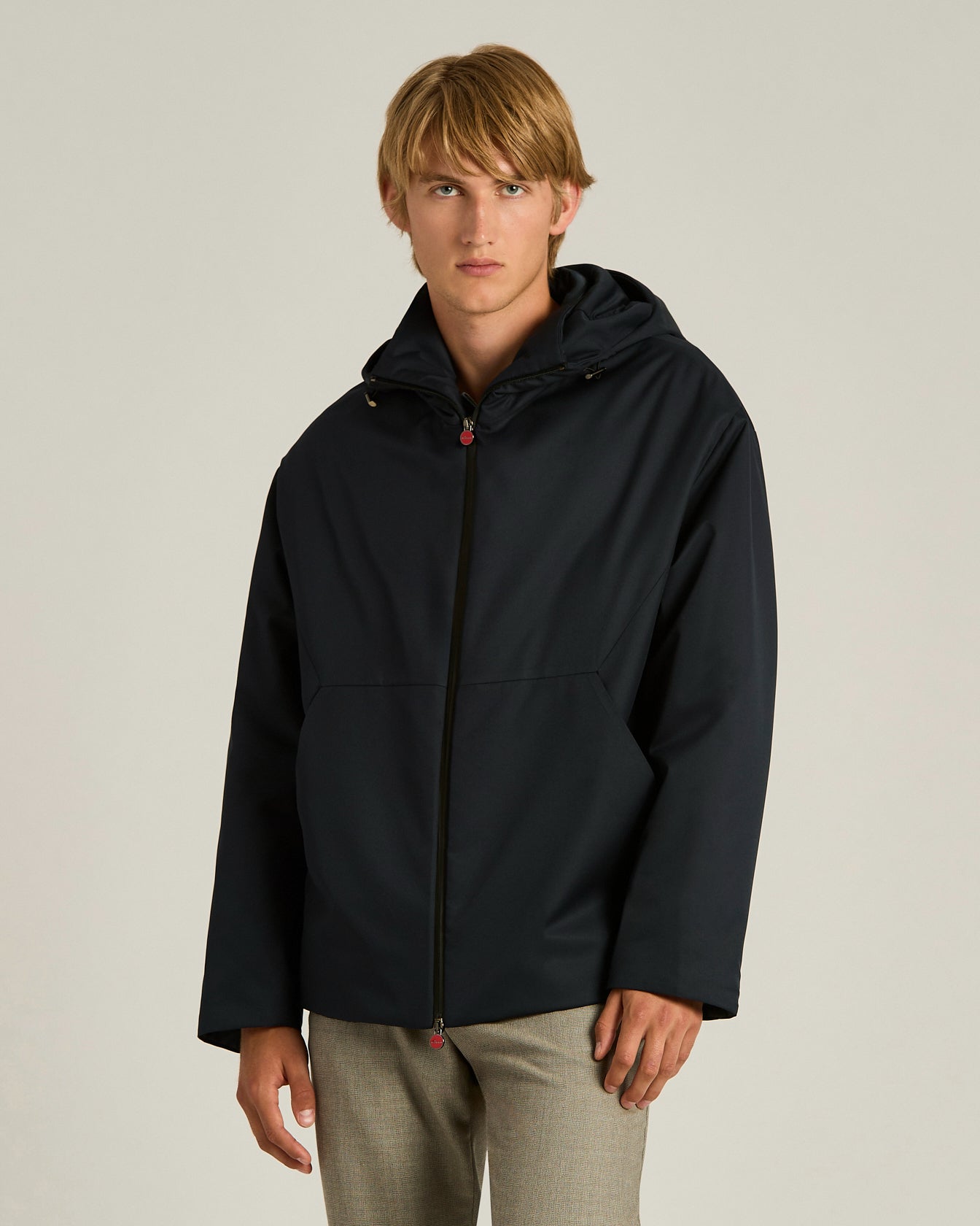 HOODED TECHNICAL FABRIC JACKET