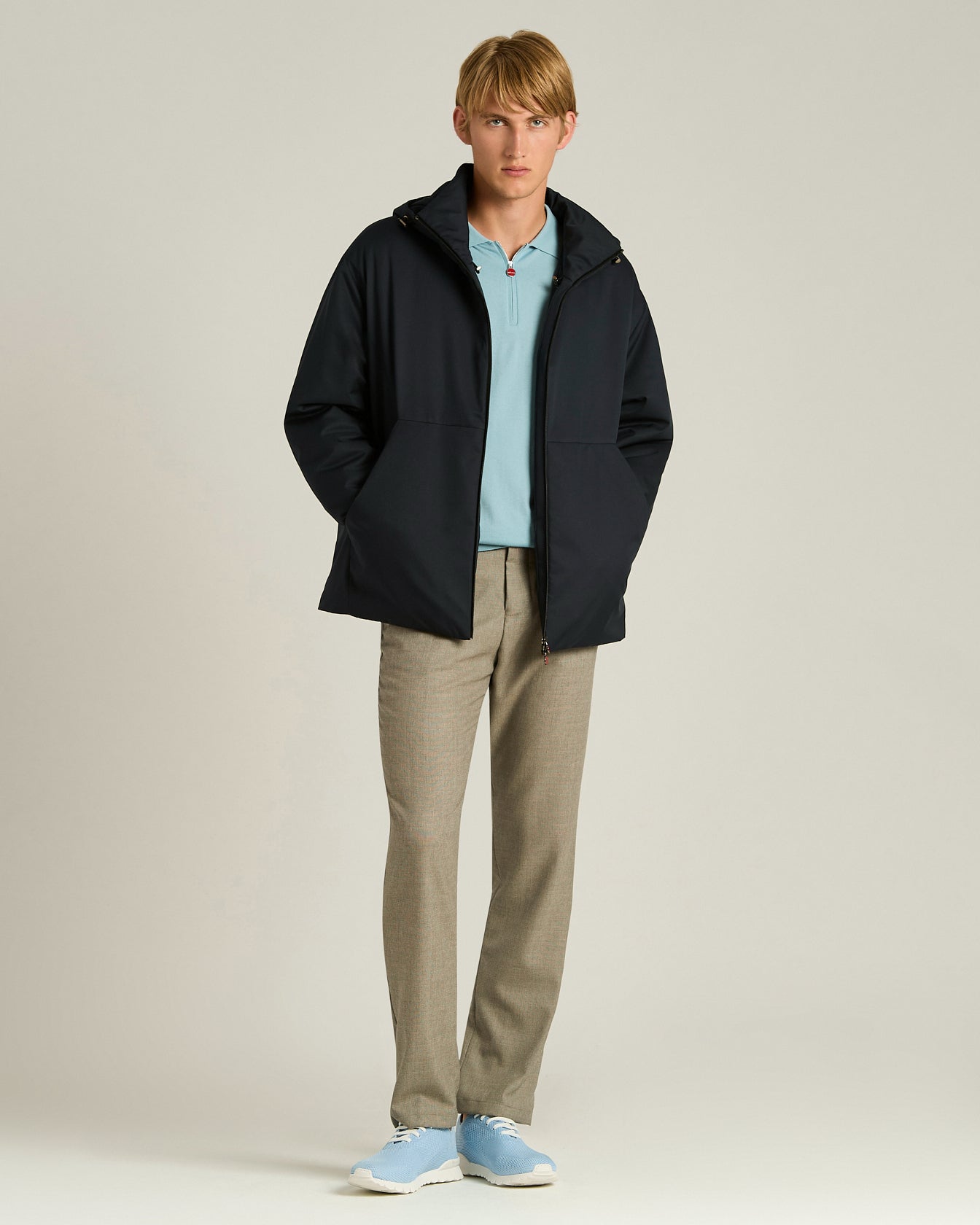 HOODED TECHNICAL FABRIC JACKET