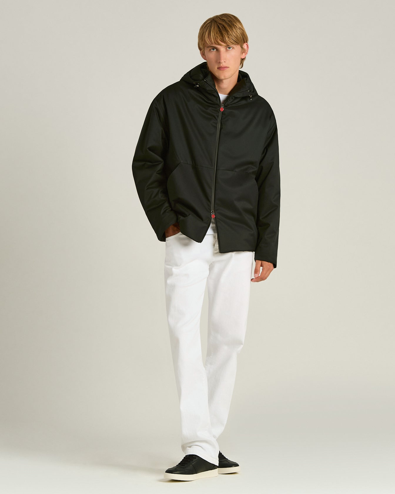 HOODED TECHNICAL FABRIC JACKET