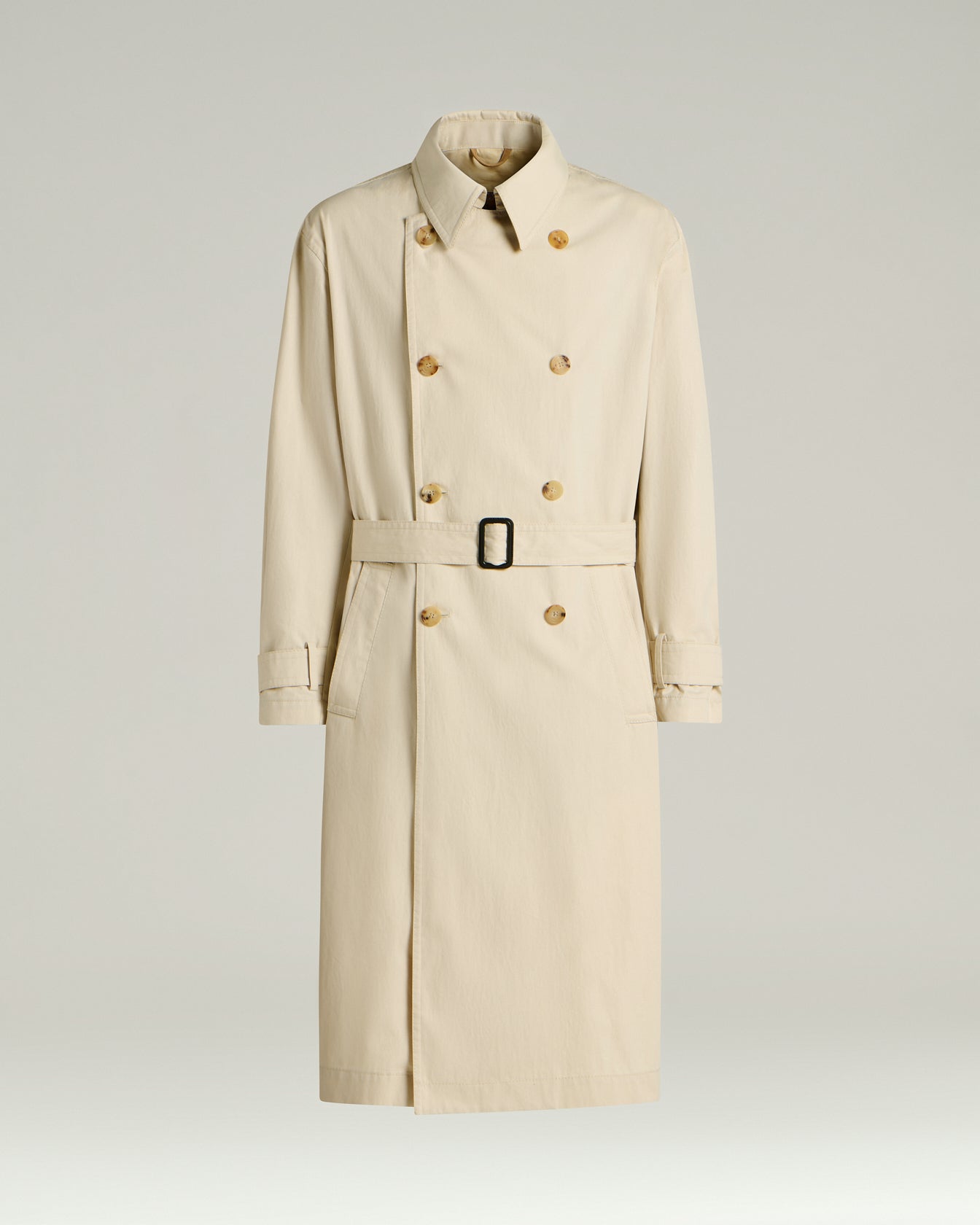 TECHNICAL COTTON DOUBLE-BREASTED TRENCH COAT