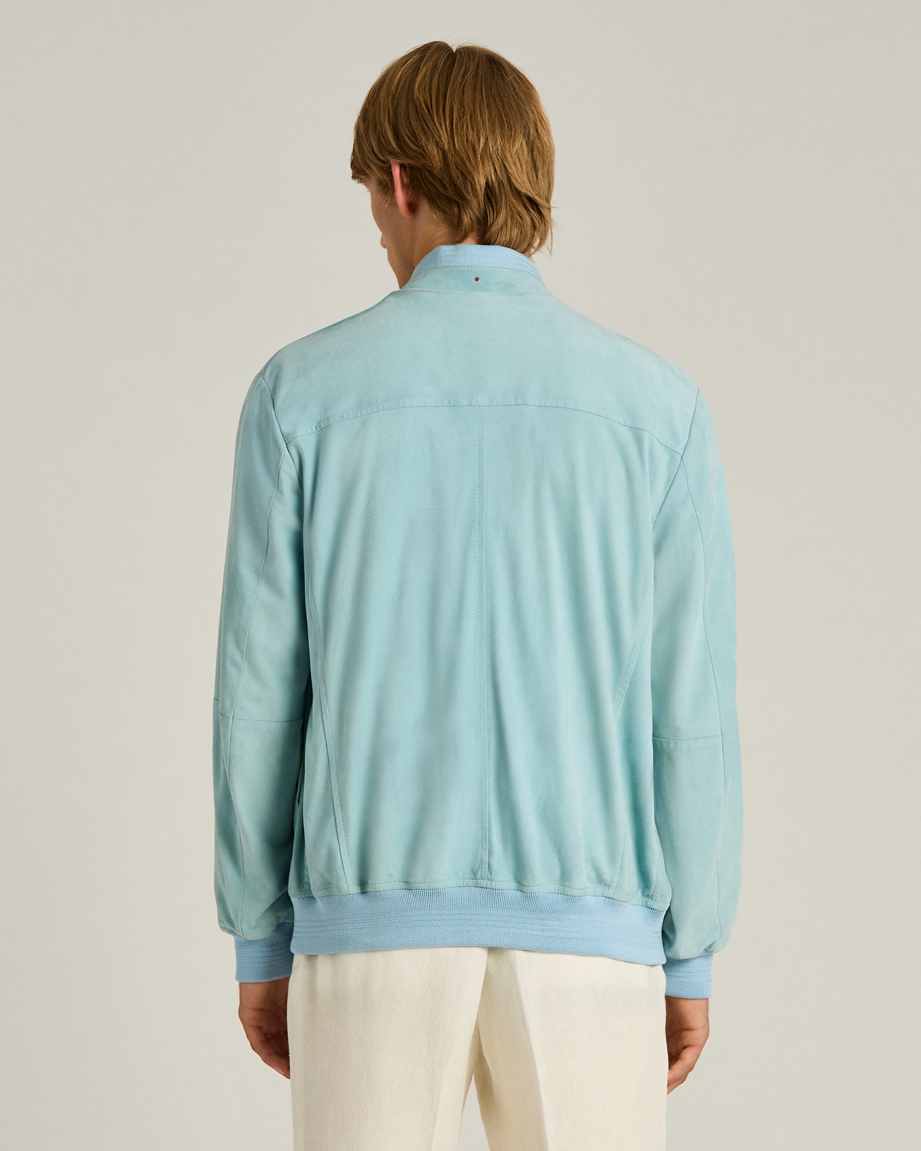 Men's azure lambskin suede jacket | Kiton