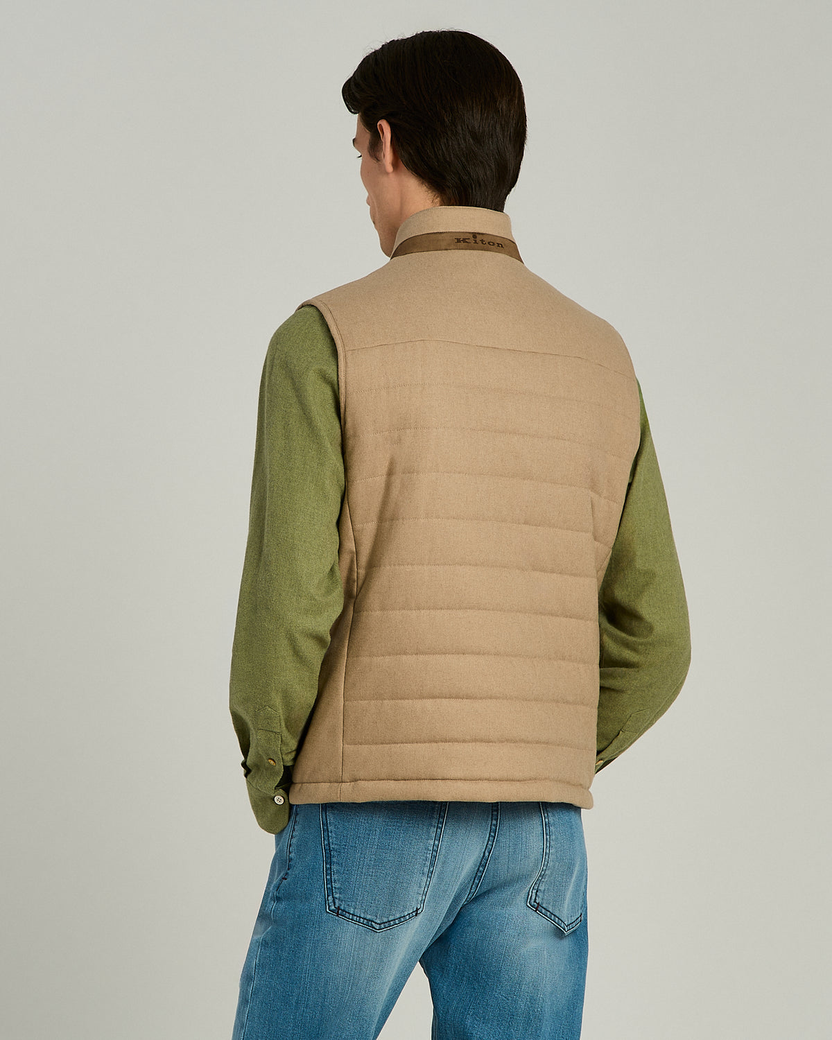 BEIGE SLEEVELESS BLOUSON CASHMERE 3
