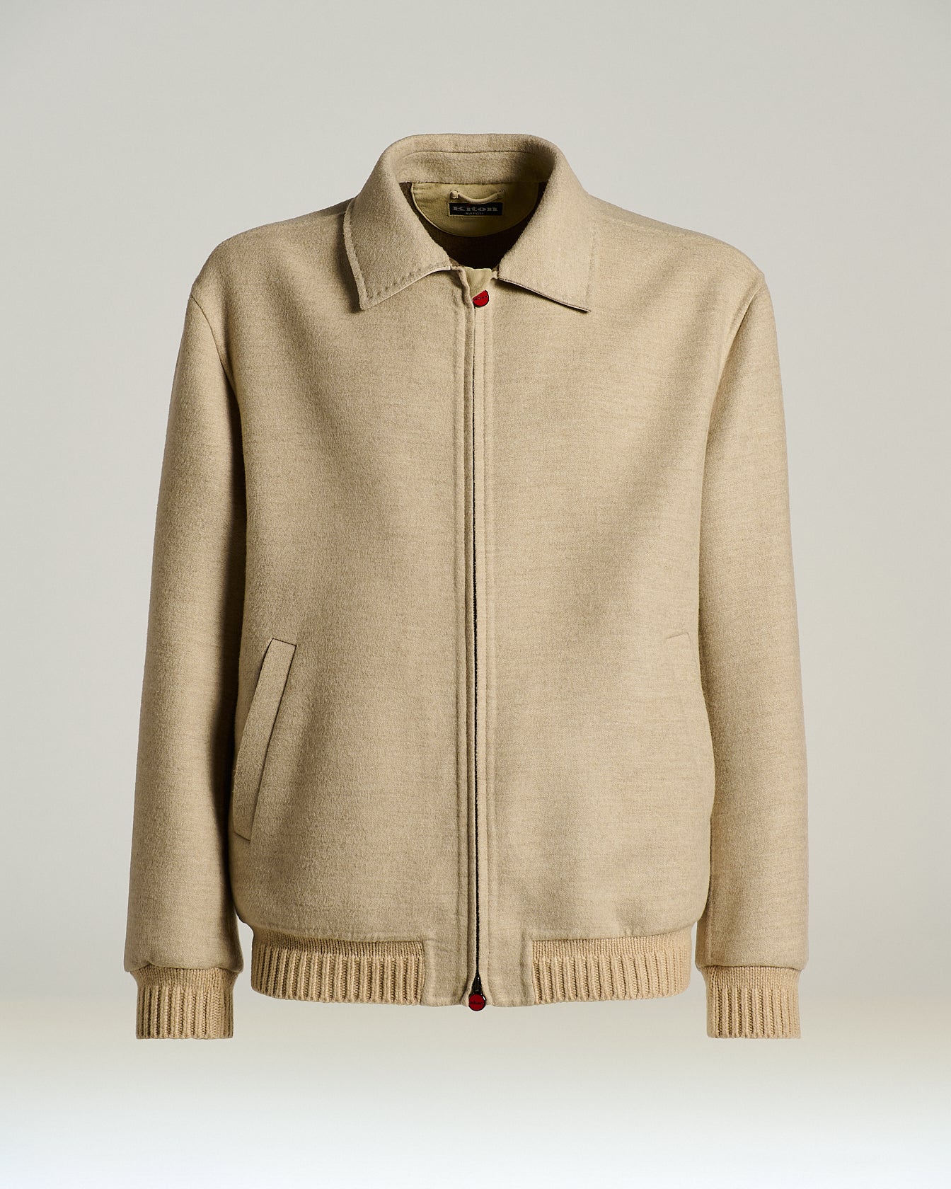 BOMBER IN CASHMERE CON COLLO CAMICIA E FINITURE IN MAGLIA