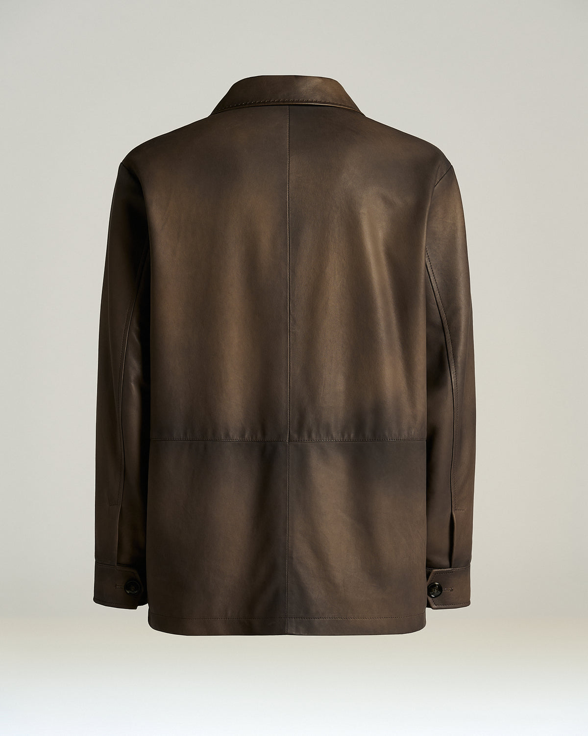 BROWN LAMBSKIN NAPPA LEATHER JACKET WITH CLEAN CONSTRUCTION 2