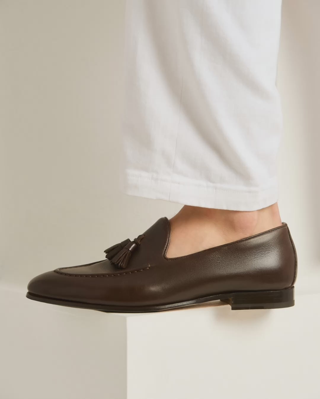 Calfskin Tassel Loafer Dark Brown Calfskin Leather 6