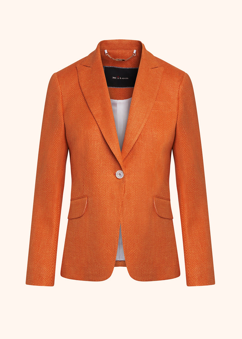 Kiton orange jacket for woman, in linen 1