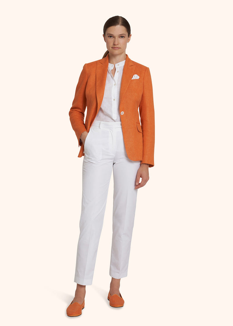 Kiton orange jacket for woman, in linen 5
