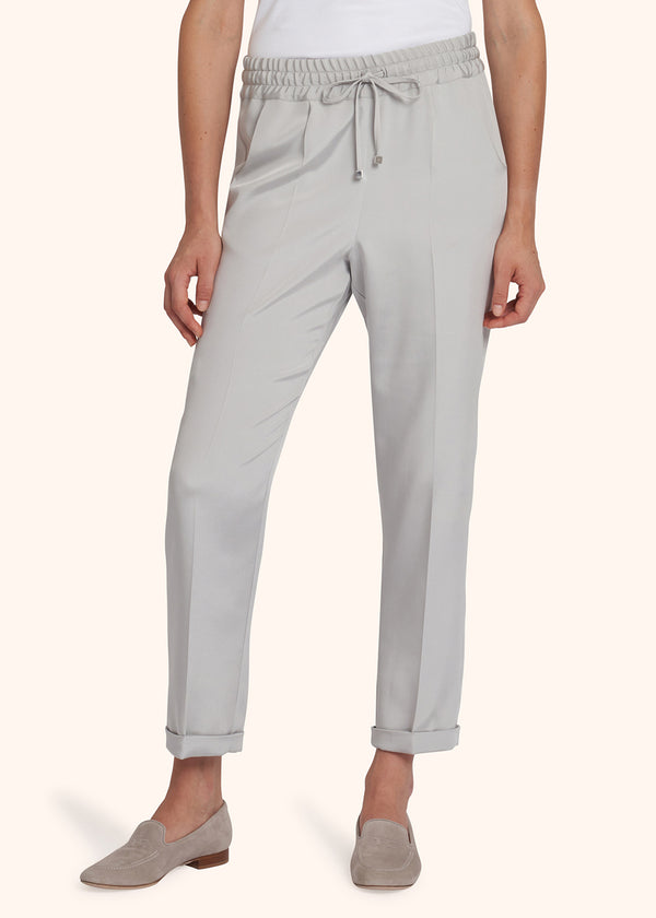 Kiton light grey trousers for woman, in silk 2