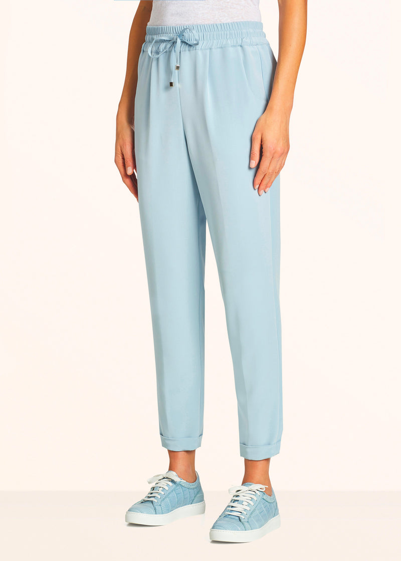 Kiton celestial blue trousers for woman, in silk 2