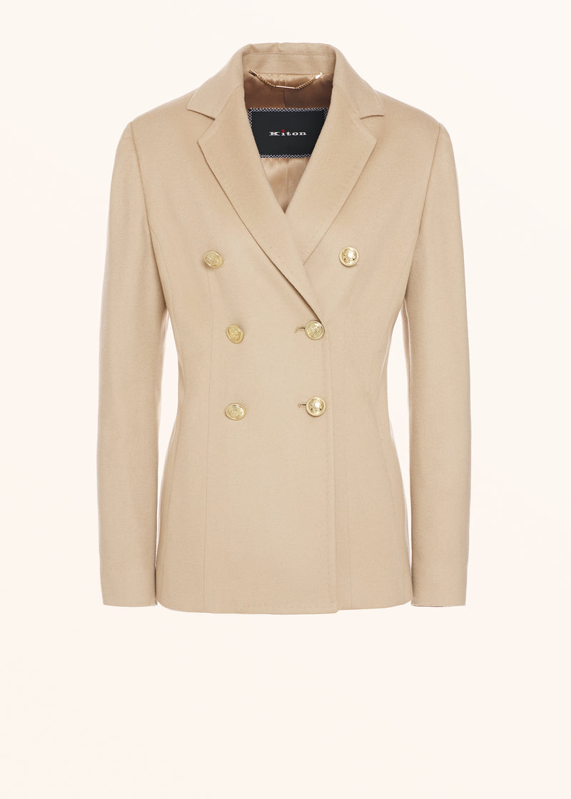 Kiton sand jacket for woman, in cashmere