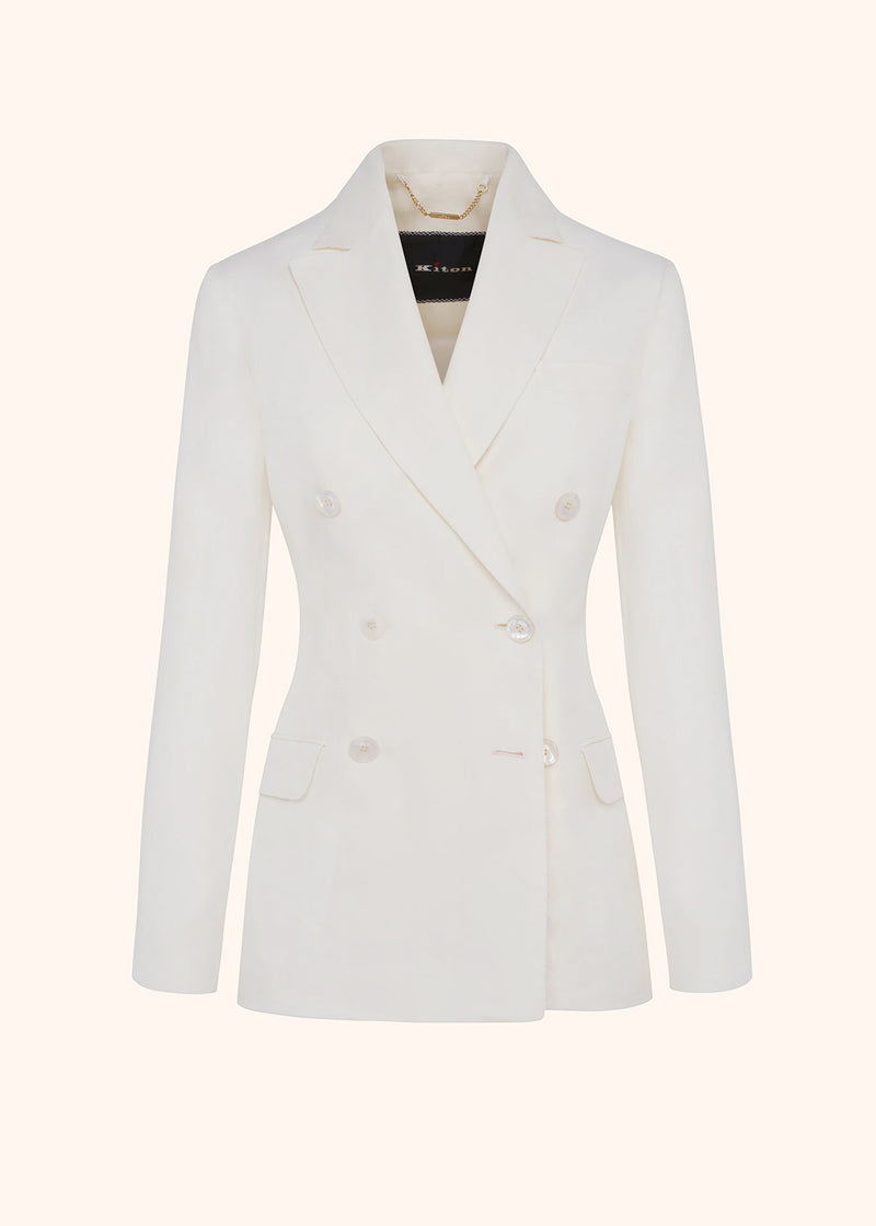 Kiton white jacket for woman, in linen 1