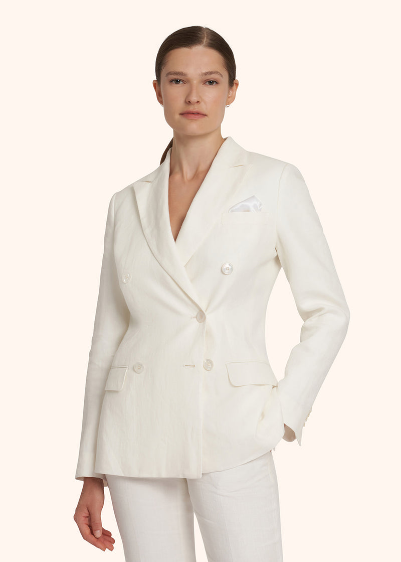 Kiton white jacket for woman, in linen 2