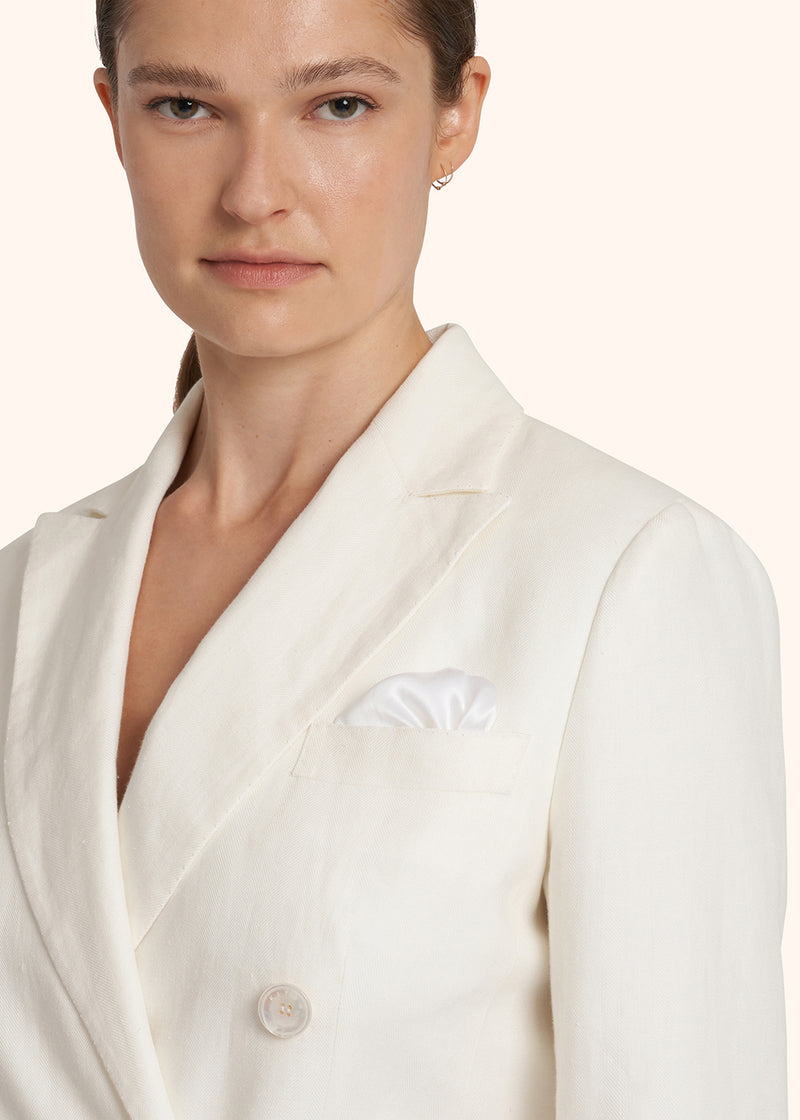 Kiton white jacket for woman, in linen 4