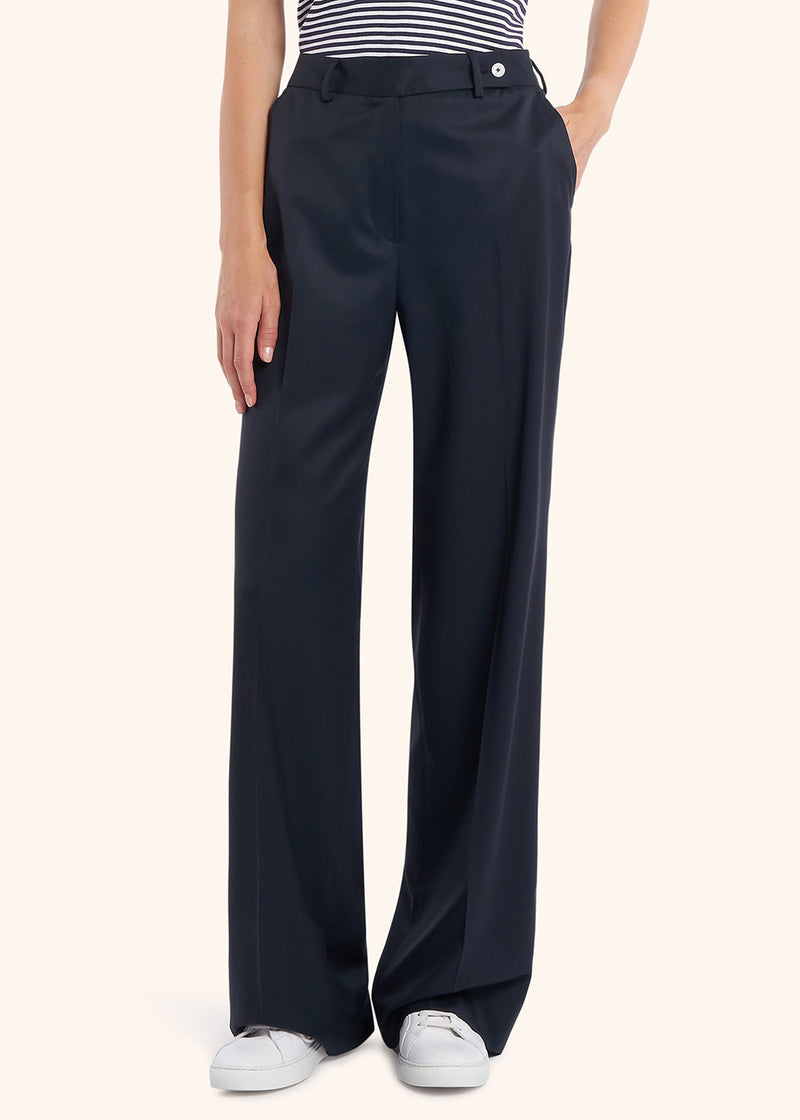 Kiton blue trousers for woman, in virgin wool 2