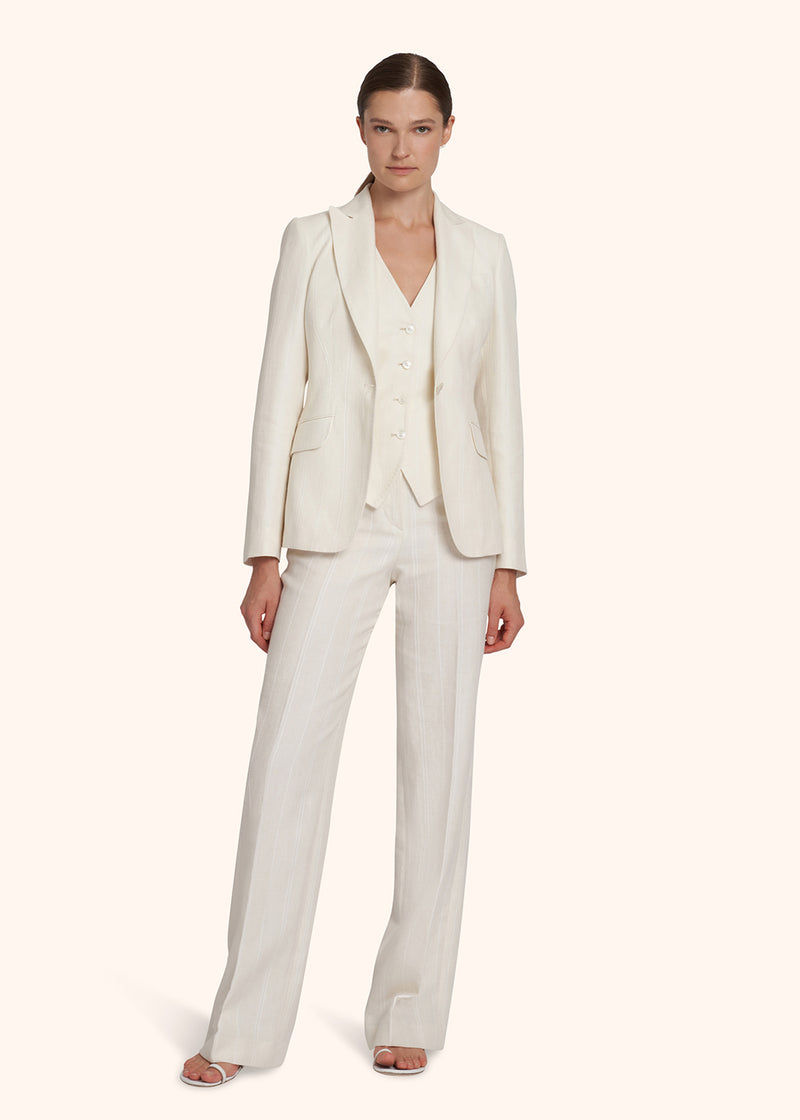Kiton white trousers for woman, in linen 5
