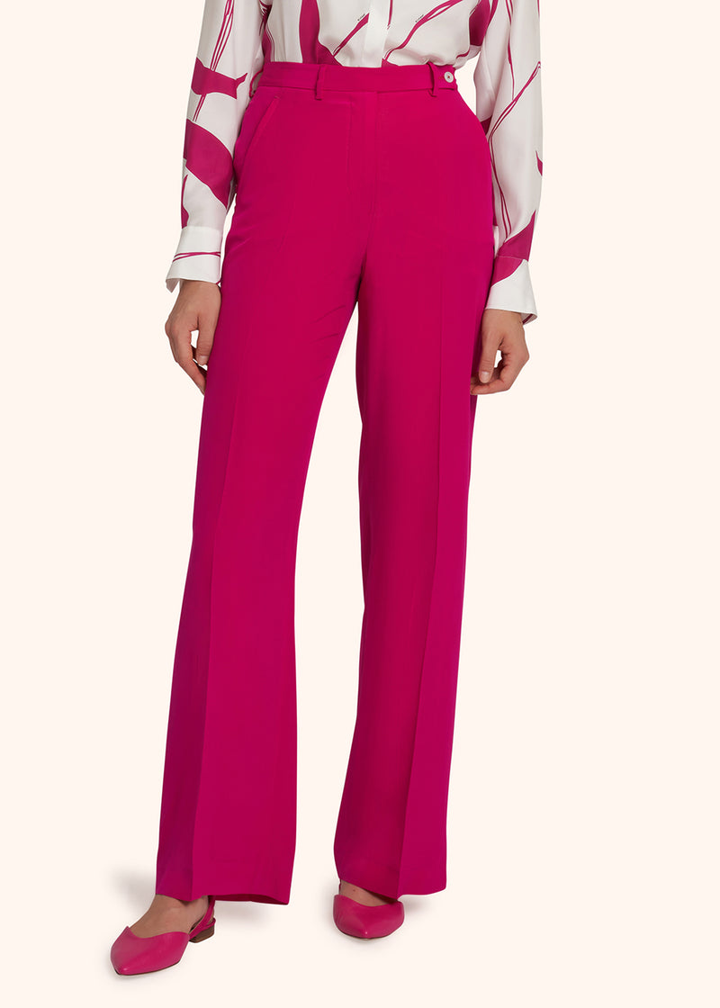 Kiton fuchsia trousers for woman, in silk 2