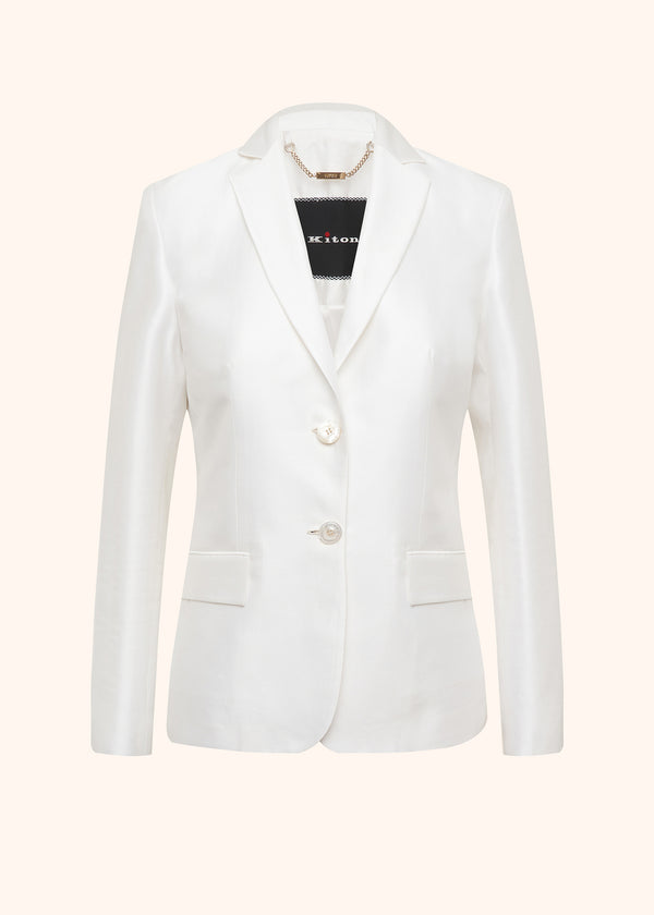Kiton optical white jacket for woman, in cotton