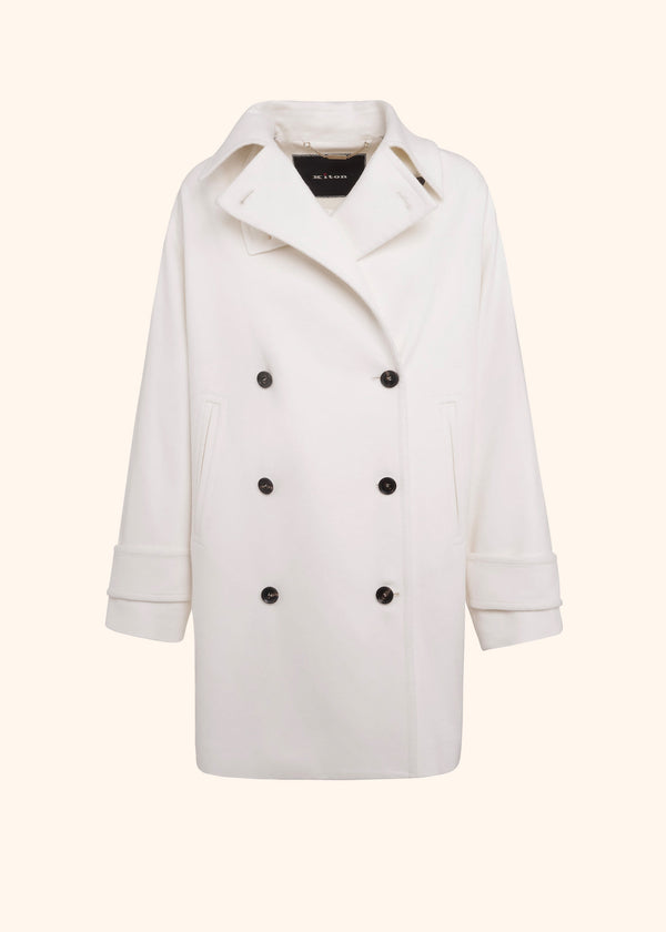 Kiton white coat for woman, in cashmere