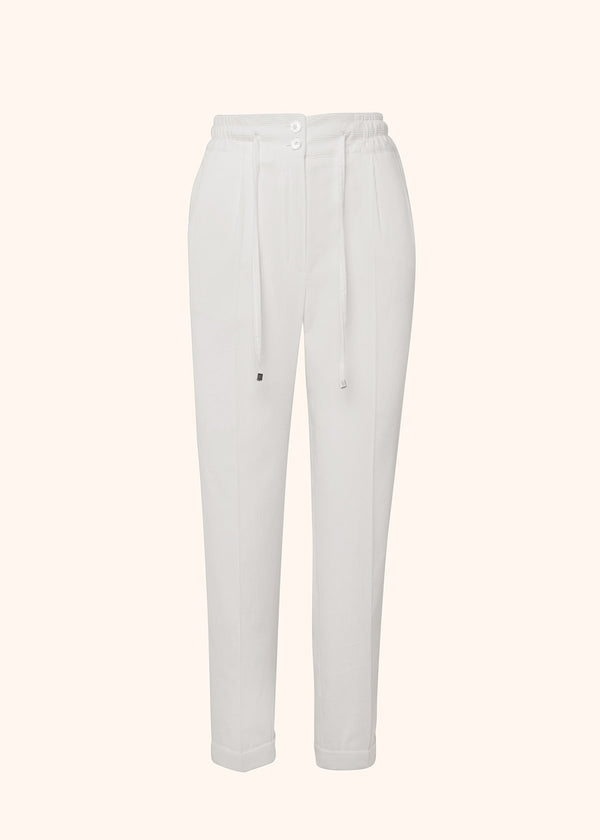 Kiton white trousers for woman, in cotton