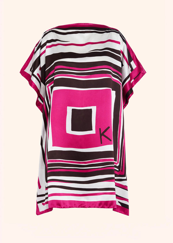 Kiton white/fuxia blouse 90x90 cm for woman, in silk