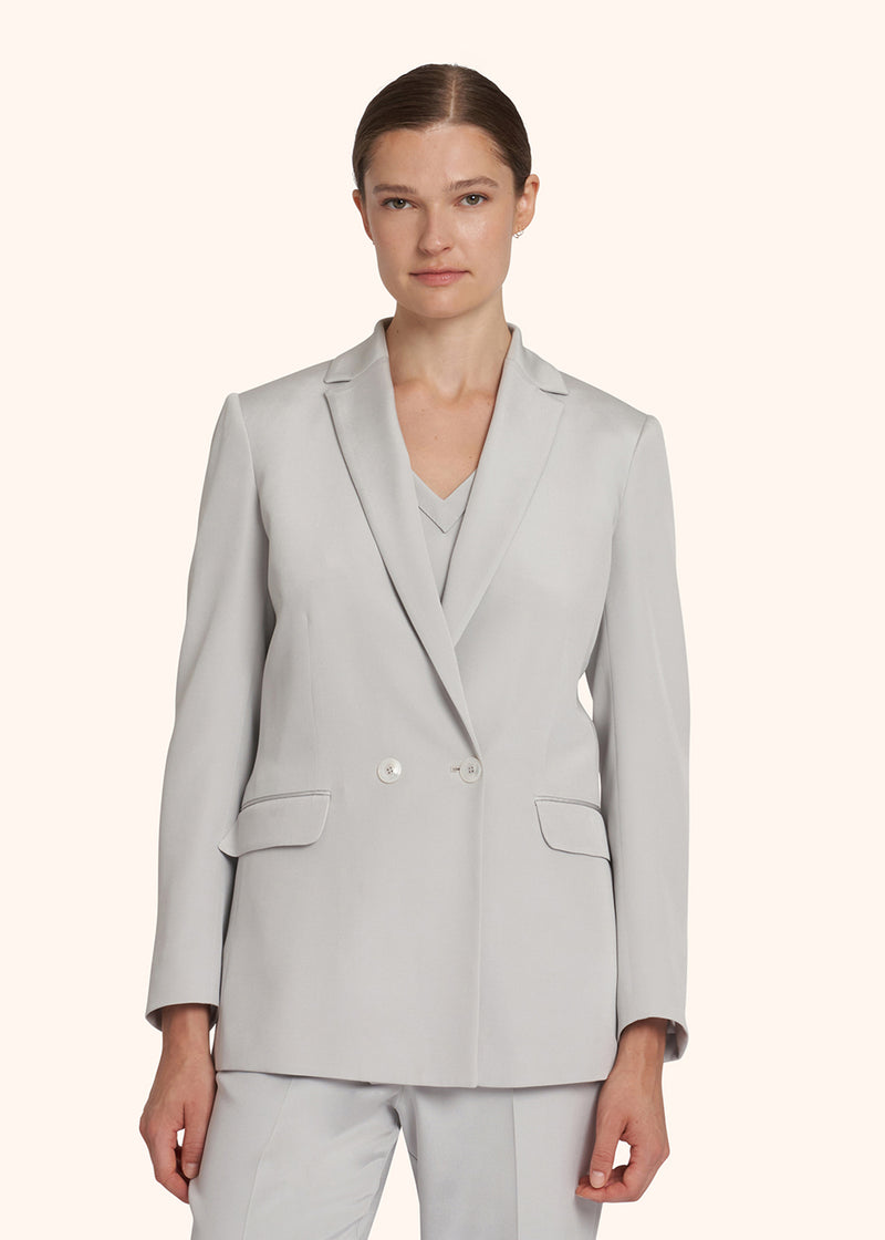 Kiton light grey jacket for woman, in silk 2