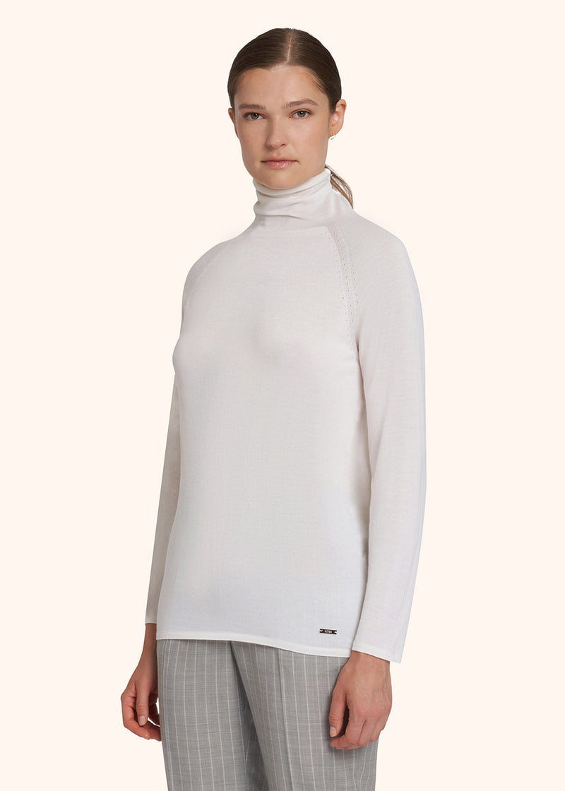 Kiton optical white jersey for woman, in cashmere 2