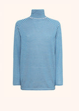 Kiton white/ocean blue jersey high neck for woman, in cashmere