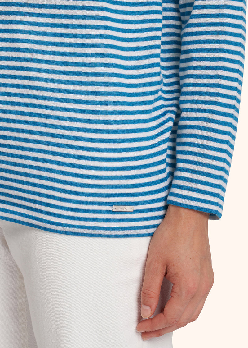 Kiton white/ocean blue jersey high neck for woman, in cashmere 4