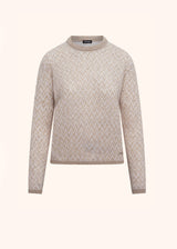 Kiton beige/white jersey round neck for woman, in cashmere
