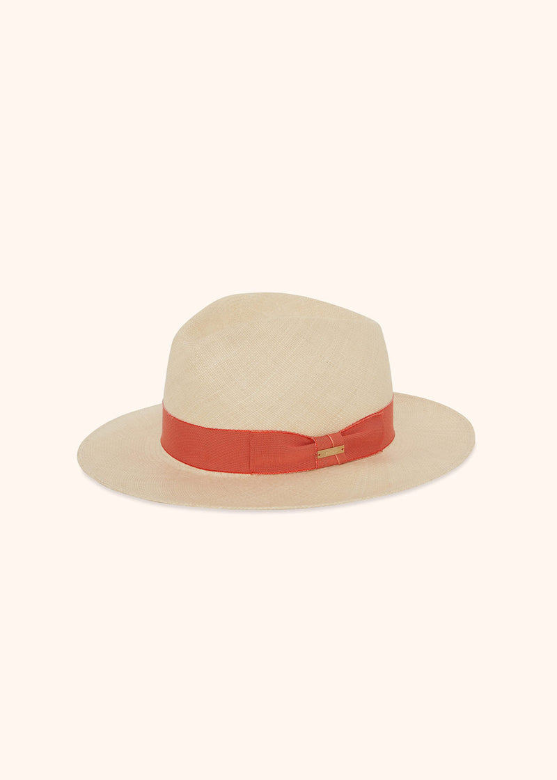 Kiton orange hat for woman, in straw