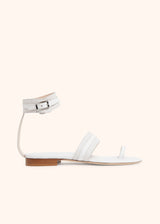 Kiton white sandal for woman, in deerskin