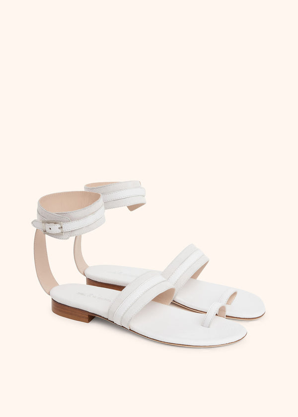 Kiton white sandal for woman, in deerskin 2