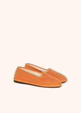 Kiton orange shoes for woman, in linen 2