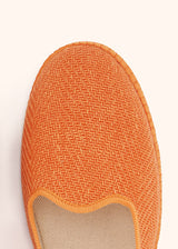 Kiton orange shoes for woman, in linen 4