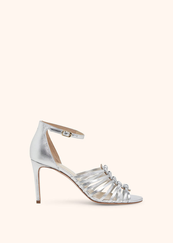 Kiton silver sandal for woman, in lambskin