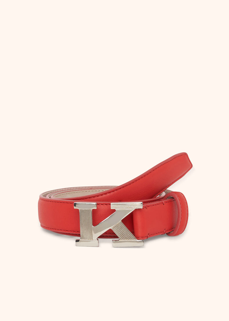 Kiton red belt for woman, in lambskin