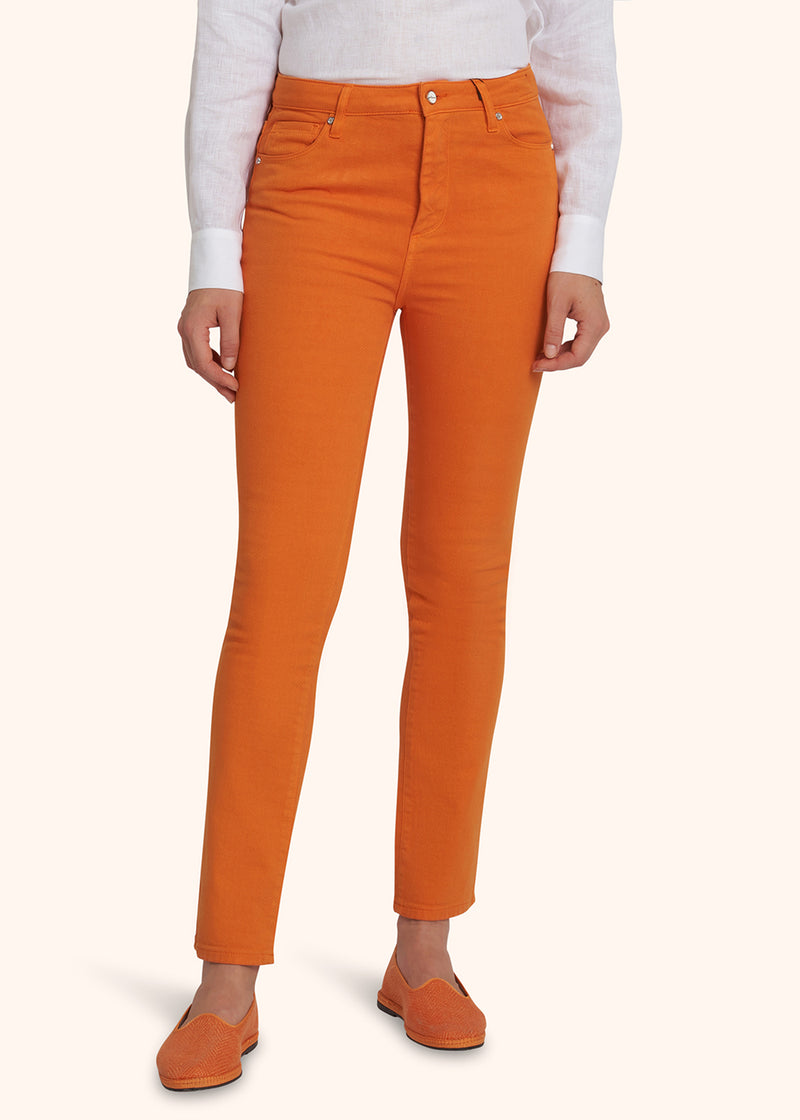 Kiton orange jns trousers for woman, in cotton 2
