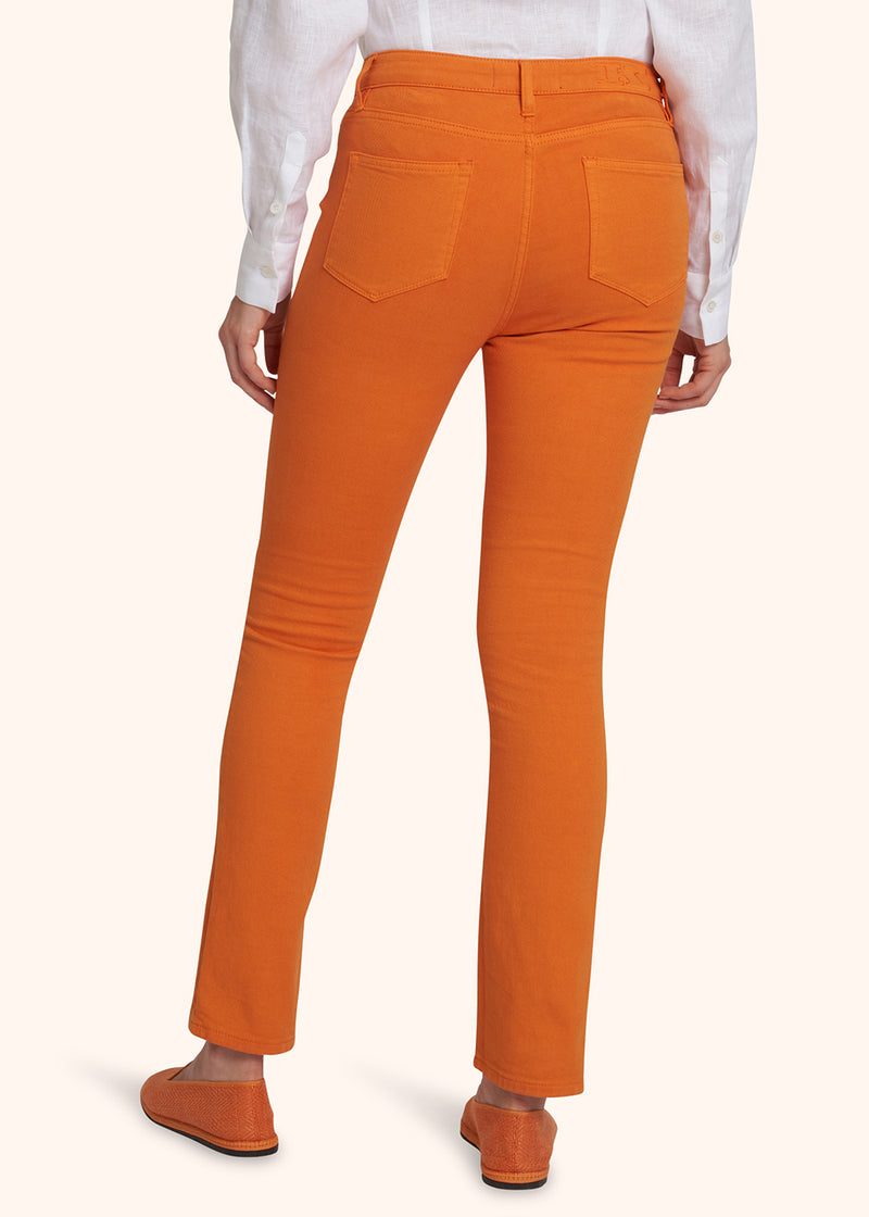 Kiton orange jns trousers for woman, in cotton 3