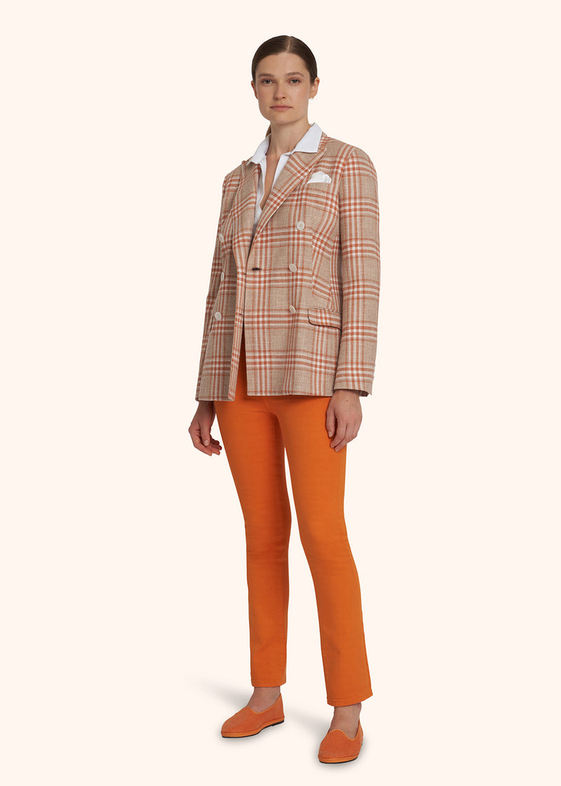 Kiton orange jns trousers for woman, in cotton 5