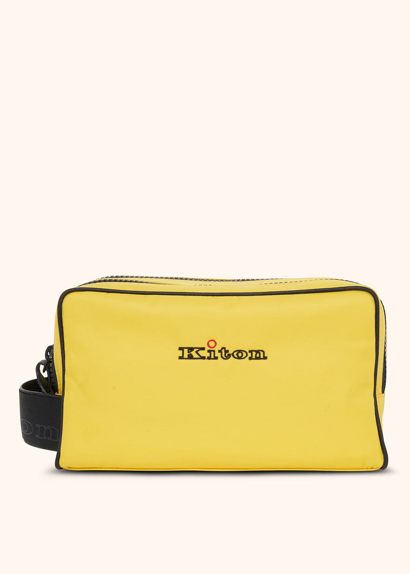 Kiton yellow beauty bag for man, in polyamide/nylon
