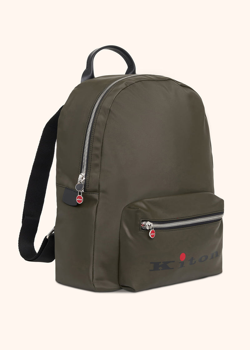 Kiton military green backpack for man, in polyamide/nylon 3