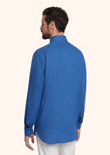 Kiton cornflower blue shirt for man, in linen 3