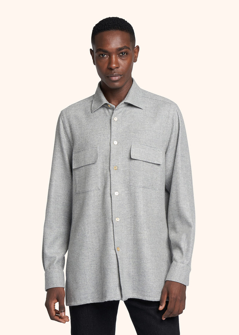Kiton medium grey shirt for man, in cashmere 2