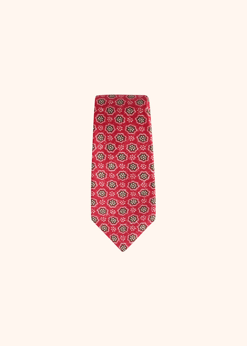 Kiton red tie for man, in silk 2
