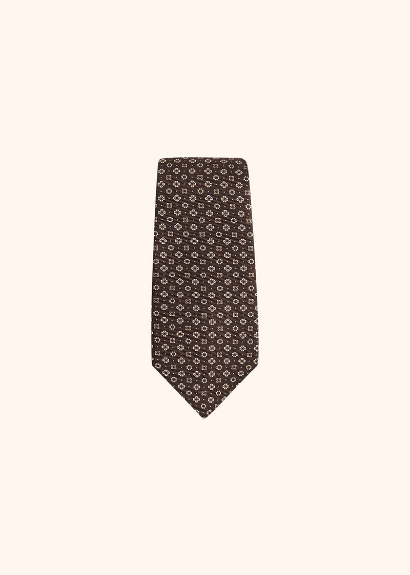 Kiton brown tie for man, in silk 2