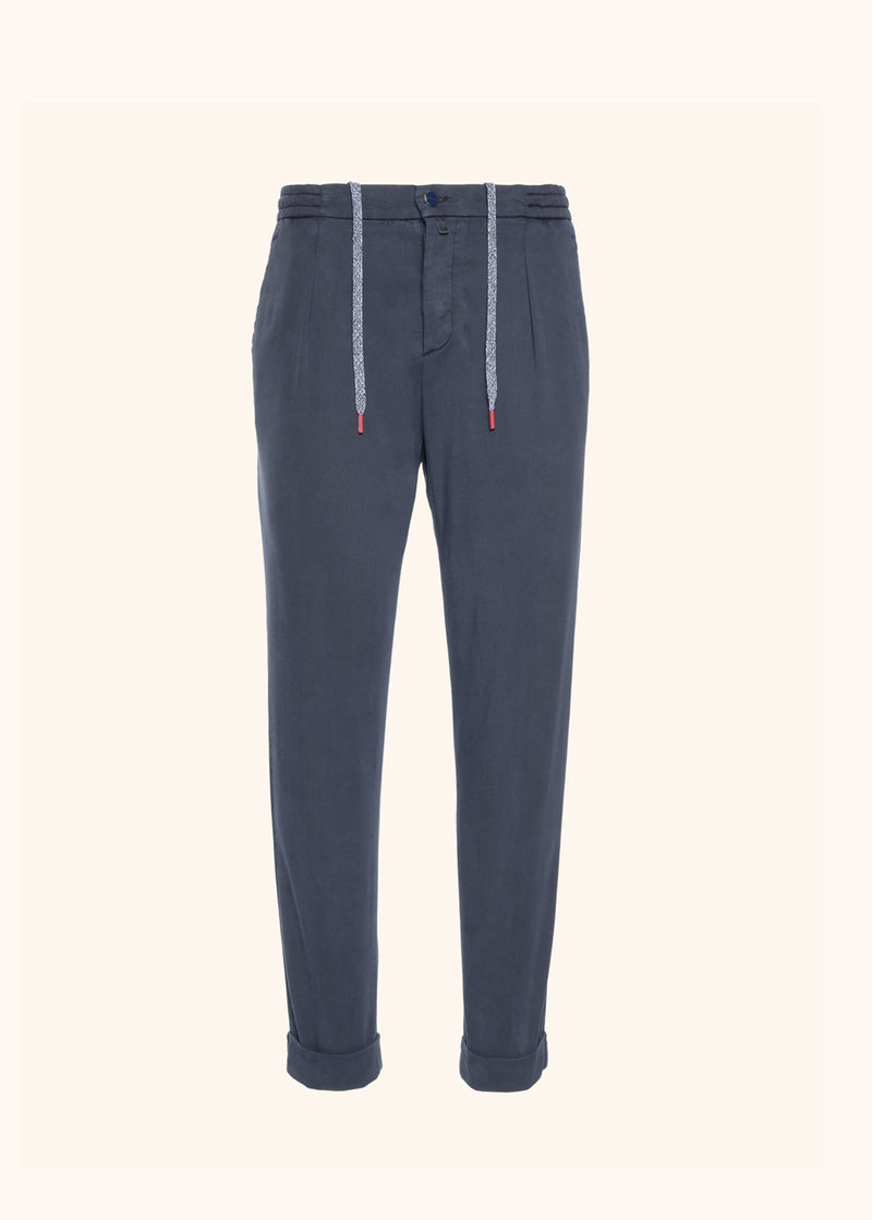 Kiton navy blue trousers for man, in lyocell