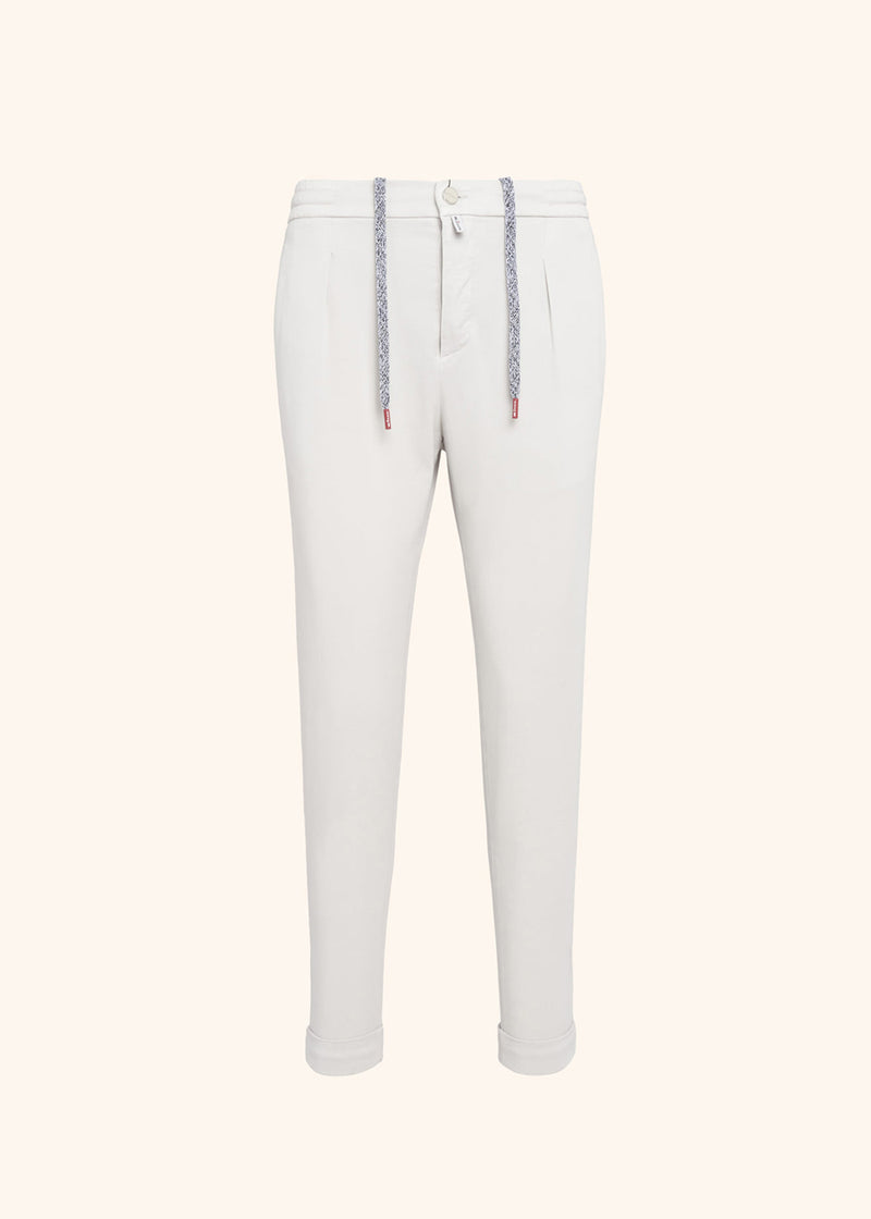 Kiton white trousers for man, in lyocell